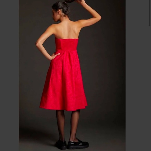 NWT Anthropologie  Jacquard  floral print Strapless Midi Dress - Picture 3 of 16